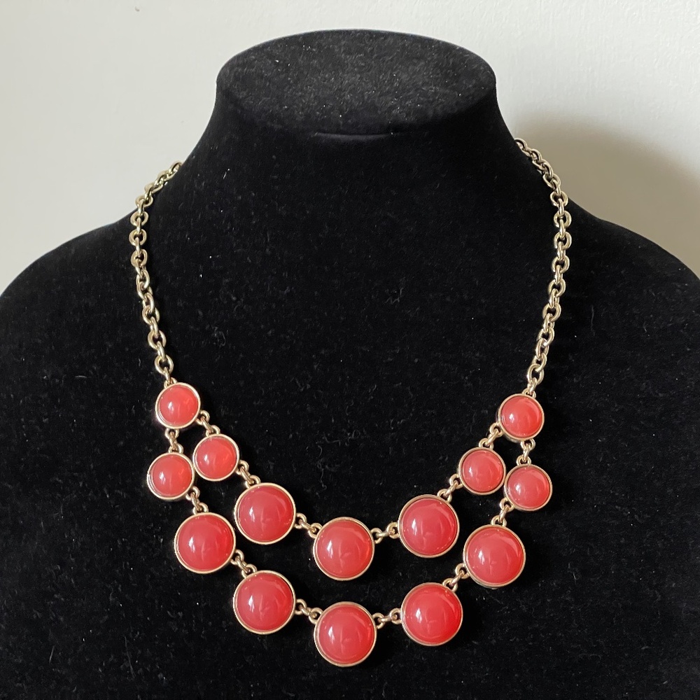 Ann Taylor pink plastic bib necklace